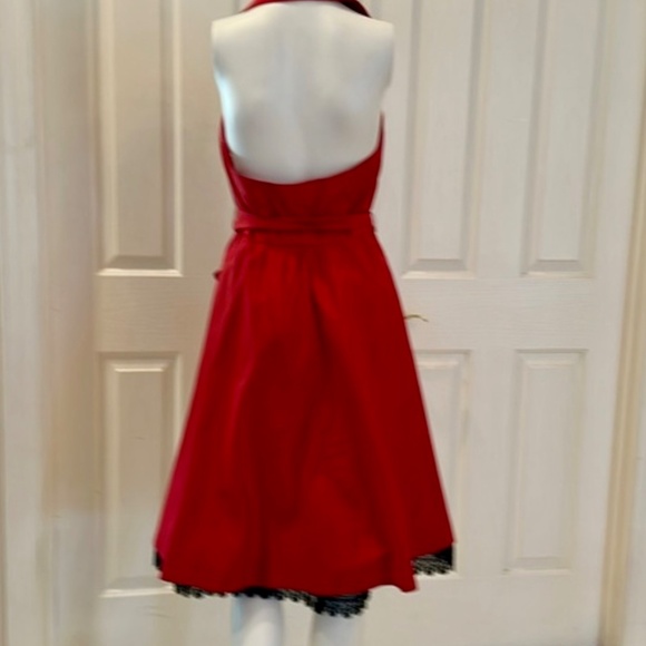 Carmen Marc Valvo Collection Women's Red Halter Dress Black Lace Size 6 - Picture 12 of 14
